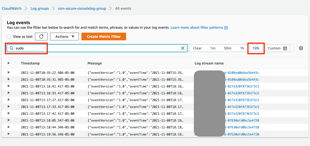 Result of search for “sudo” with the search word and field highlighted and 12h option selected.