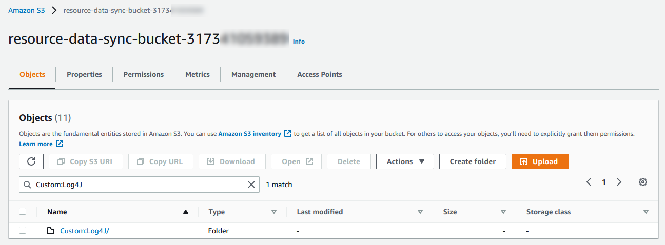 Amazon S3 bucket which is configured to aggregate inventory data using a Resource Data Sync.