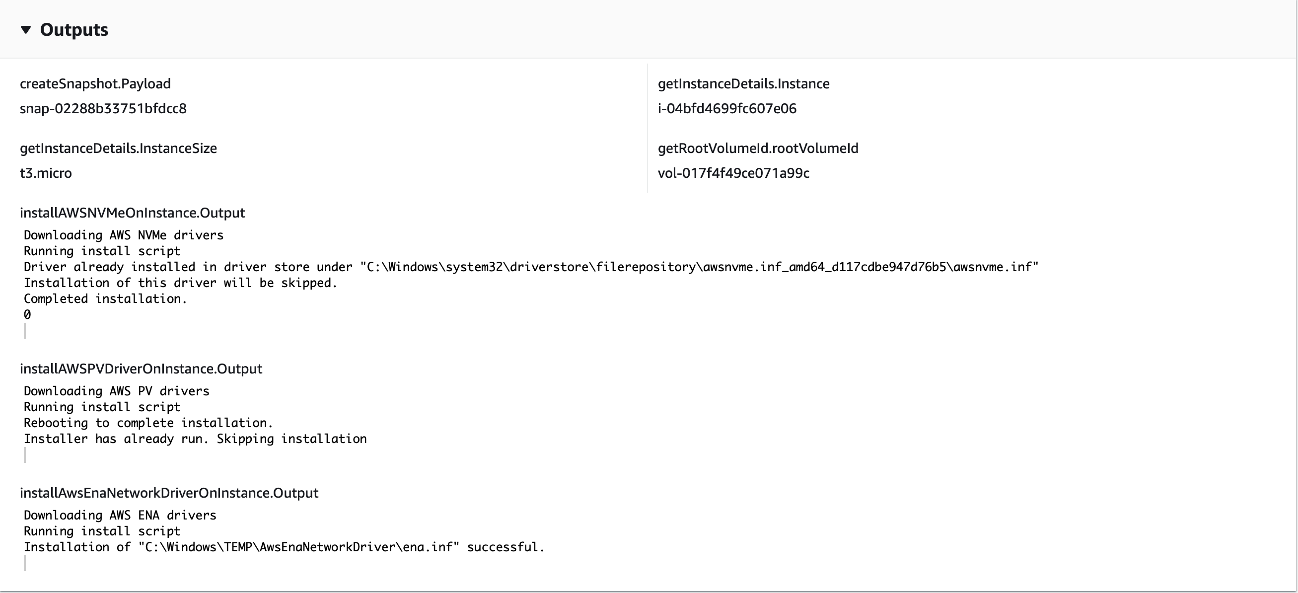 Output from “Resize EC2 Instance"