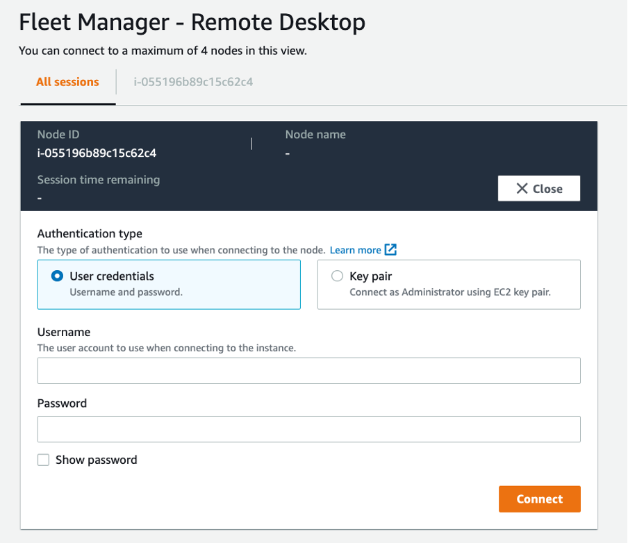 Figure 3: Remote Desktop Connection authentication page