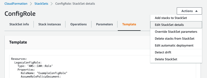 Figure 3. Editing a StackSet