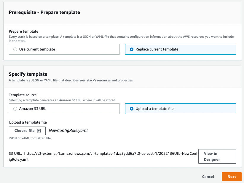 Figure 4. Updating a StackSet Template