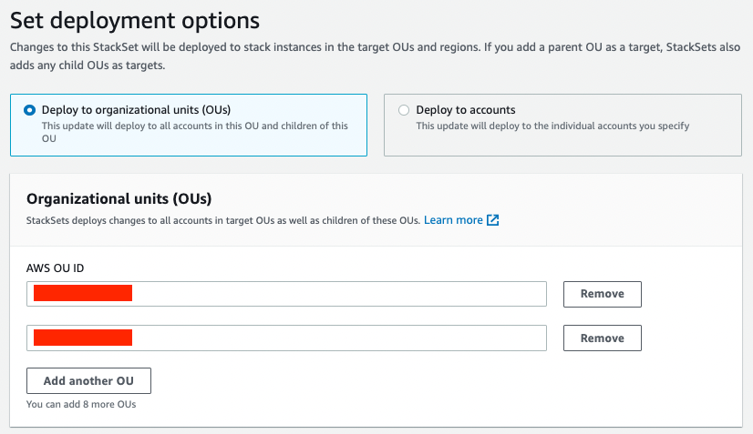 Figure 5. Deploying a StackSet to Organizational Units (OUs)