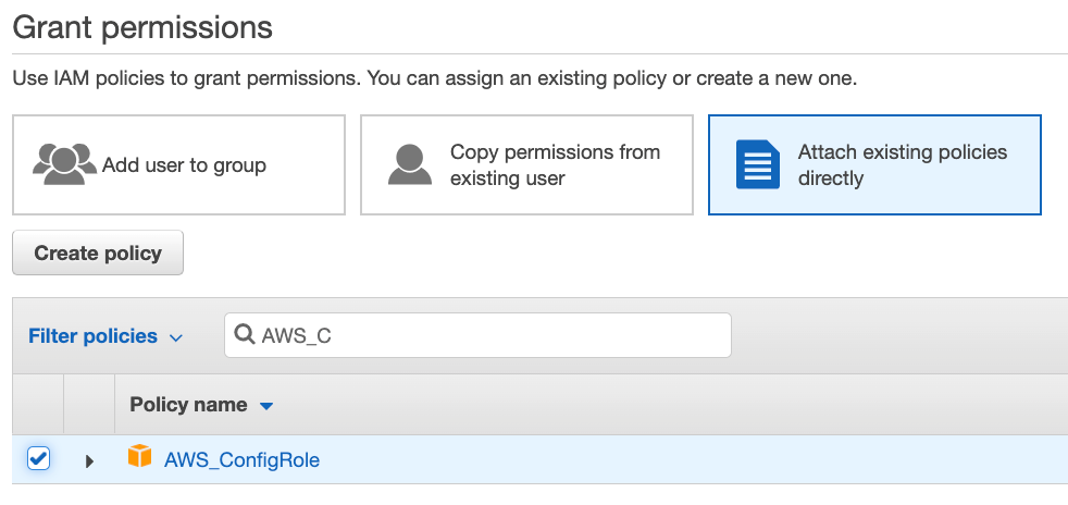 Figure 6. Attach the updated AWS_ConfigRole policy