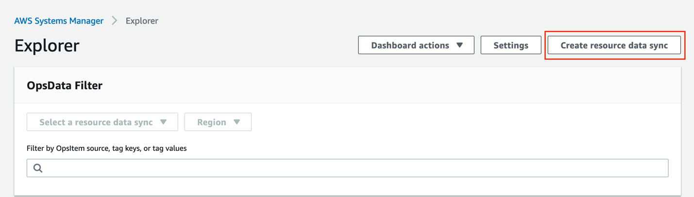 Creating resource data sync for aggregating data