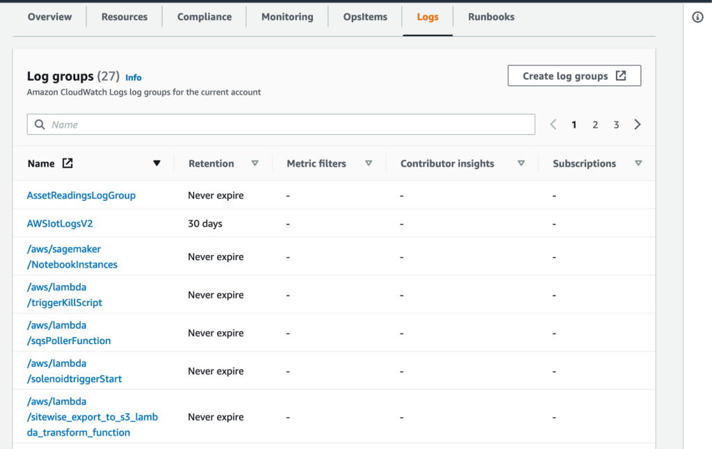 Figure 13: Logs information for resources 