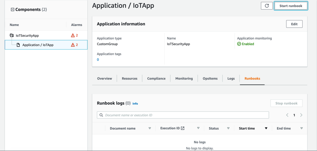 Figure 14: custom application automated runbooks