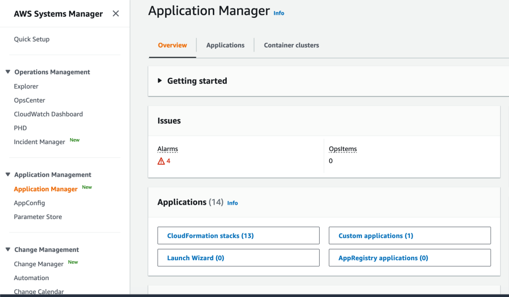 Figure 4: Application Manager under AWS Systems Manager