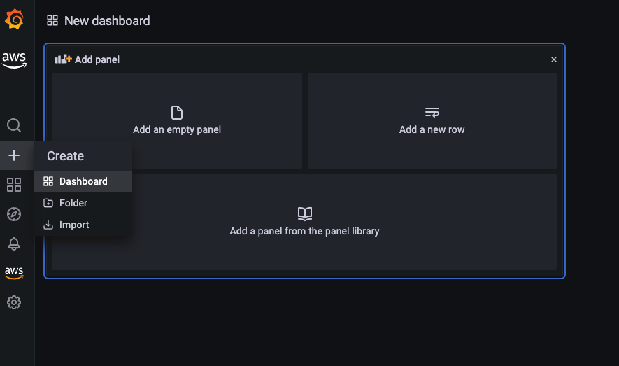 Figure 5: Create a new Dashboard inside Amazon Managed Grafana