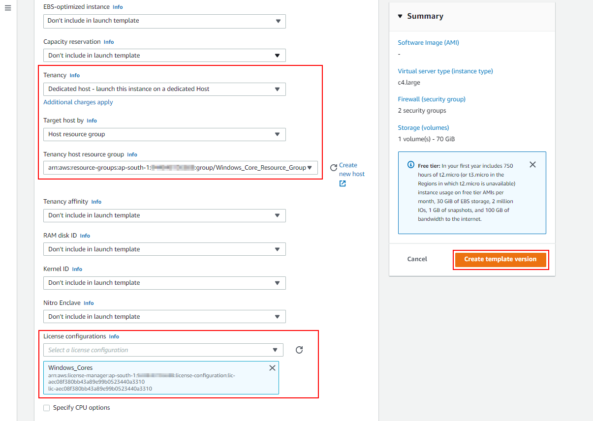 Configure EC2 Launch Template Advanced details