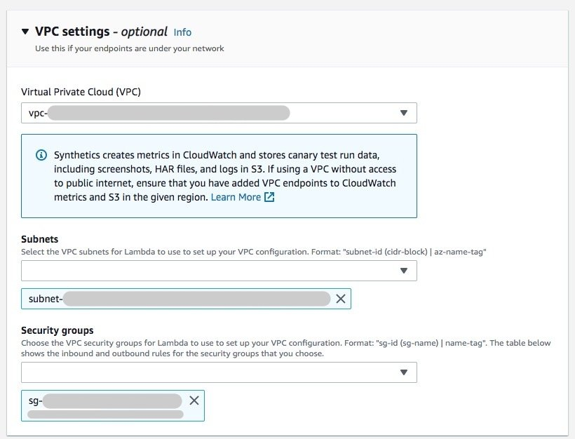 How to Configure VPC Settings for CloudWatch Synthetics