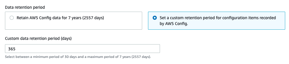 Figure 3: Settings – Data retention periodData retention period