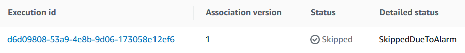 Figure 3. Automation skips execution due to an active alarm, as illustrated in Execution history.