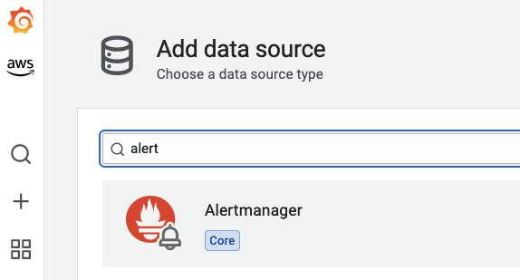 Screenshot showing alert manager data source on Grafana