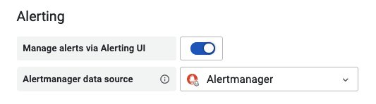 Screenshot showing selecting Alertmanager data source for Prometheus data source