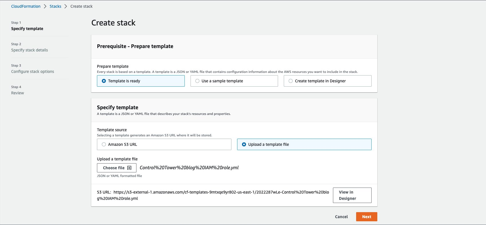 Create stack first form page