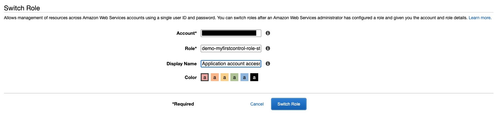 Account federation page to access application account from pipeline account