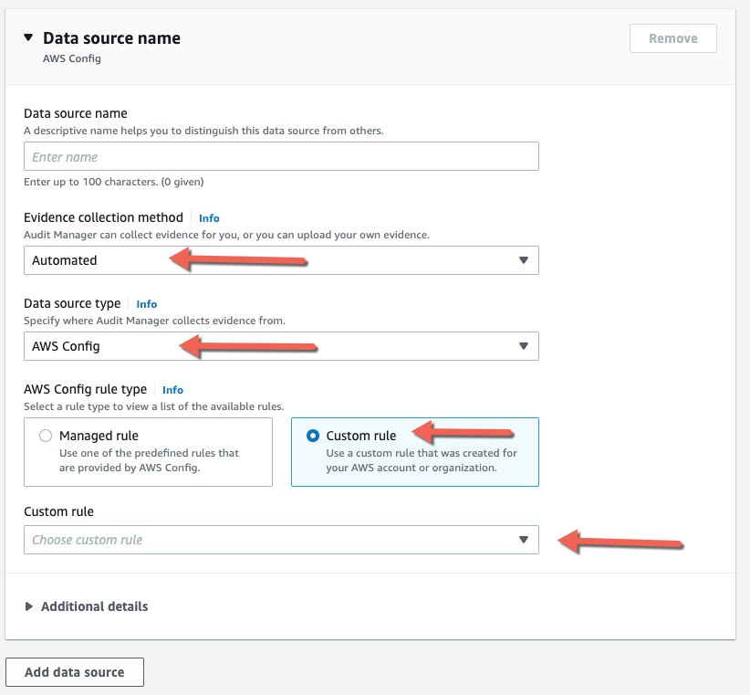 Figure 3. Add custom AWS Config Rule based data source in AWS Audit Manager