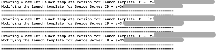 Figure 8:  An example of "target-templates-import" script updating configuration for 3 target servers 