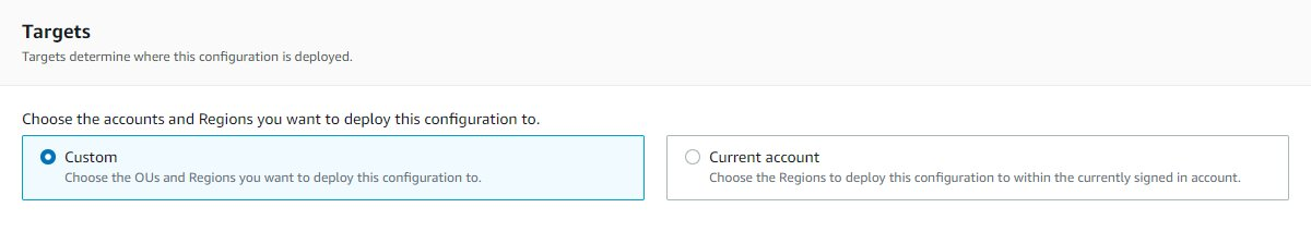 To deploy the configuration you can choose between "Custom" or "Current account"