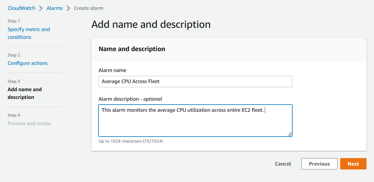 Figure 11. Provide Alarm Name and Description.