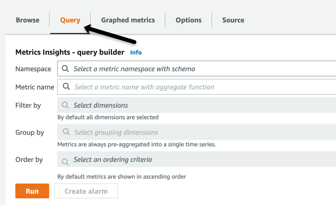 Metrics Insights query builder