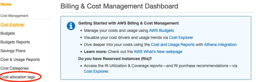 Billing & Cost Management Dashboard landing page