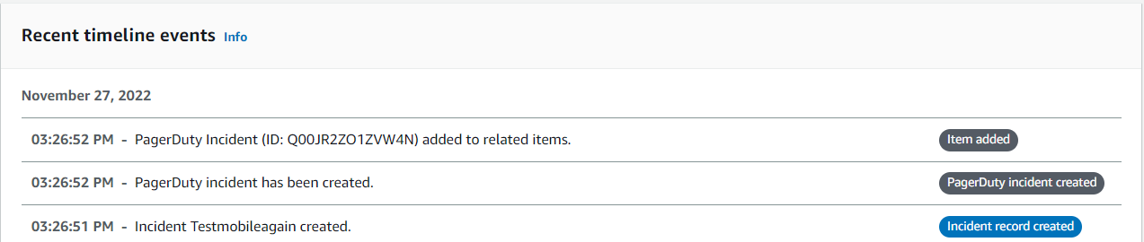 Figure 10: Timeline history in PagerDuty