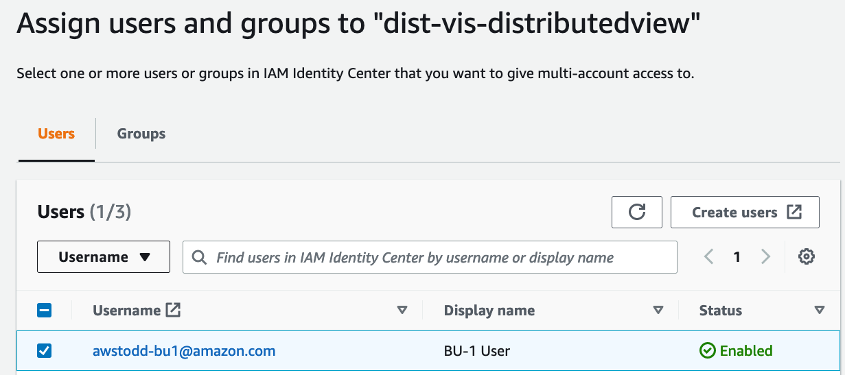 Figure 11. Select the BU-1 User that we created for the example.