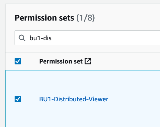 Figure 12. Select the permission set titled BU1-Distributed-Viewer.