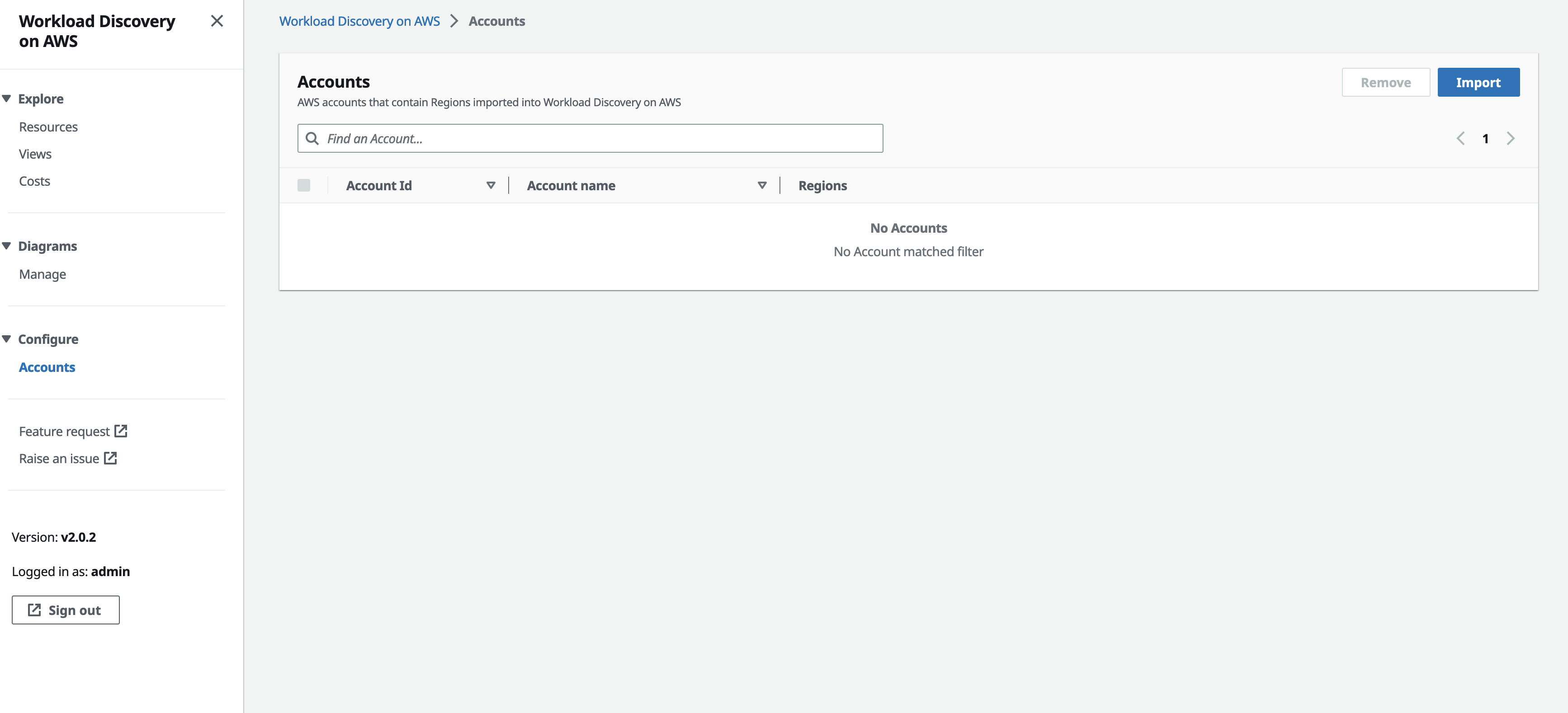 Figure 6. Screenshot of the Workload Discovery on AWS Account page.