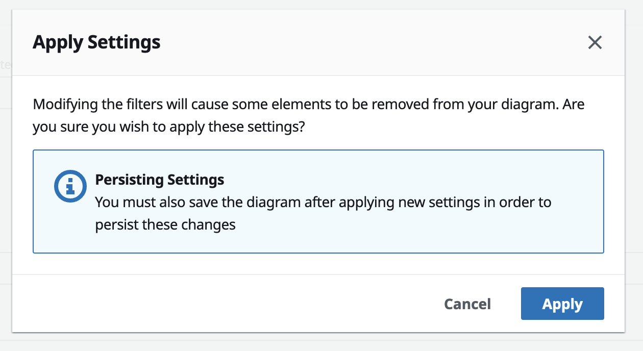 Figure 17. Screenshot of the Workload Discovery on AWS Diagram Settings modal dialog.