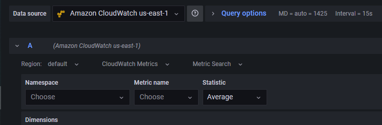 Selecting the data source for Grafana panel