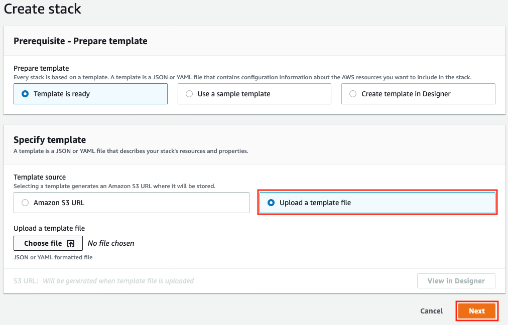 Create stack for network infrastructure