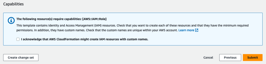 Figure 4: Final confirmation before creating CloudFormation stack