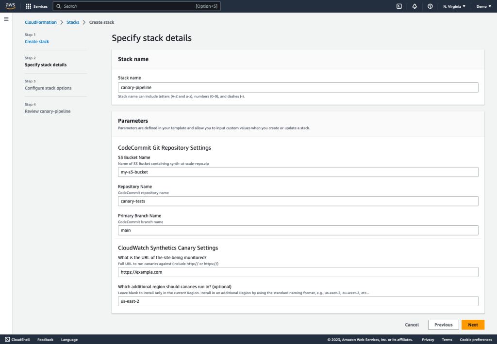 Synthetics Test Settings