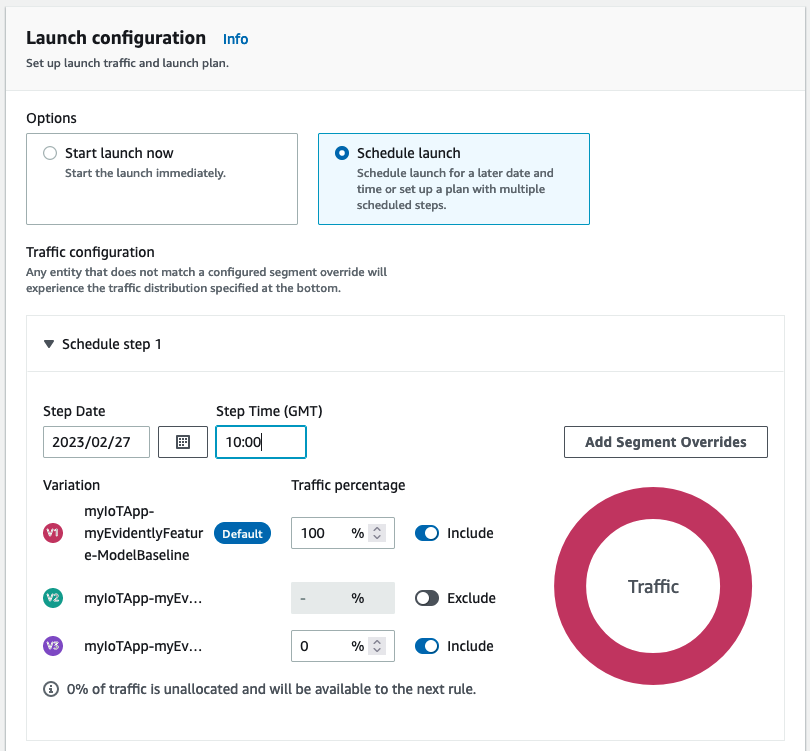 Screenshot showing the setup of step 1 in the Evidently launch configuration