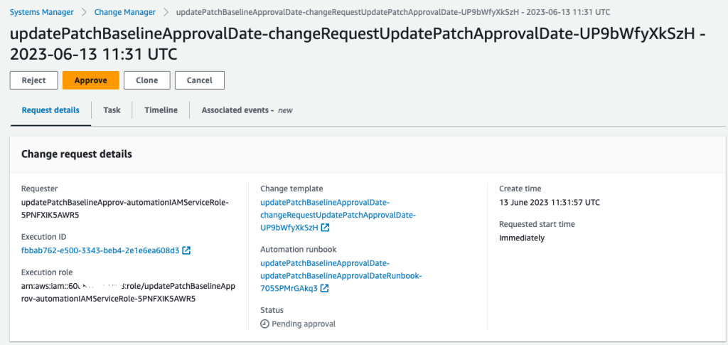 Figure 4: Approving the change request in Change Manager.