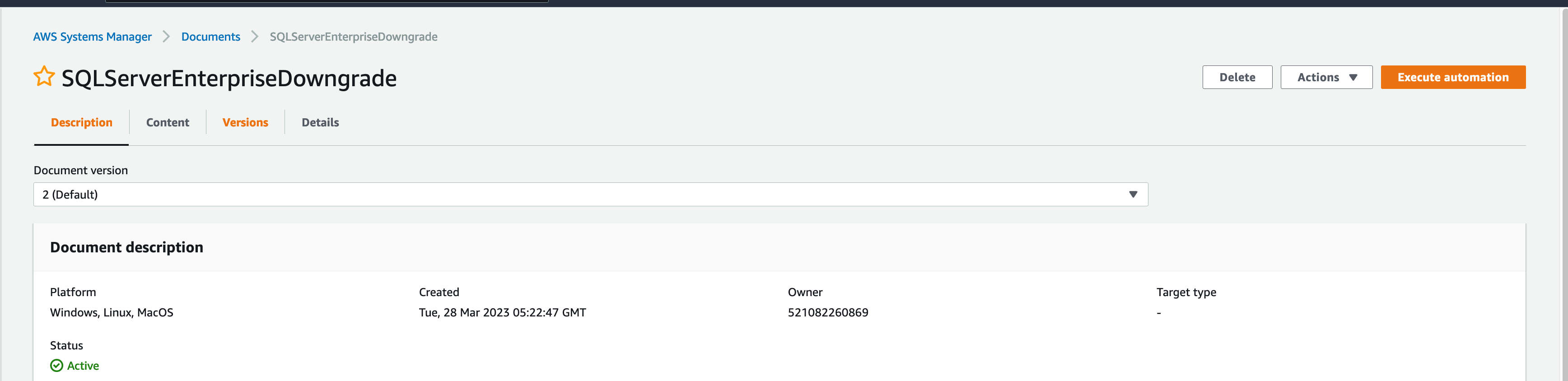 Figure 7:Execute SSM Document