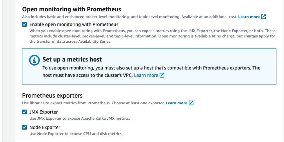 Enable Open Monitoring with Prometheus by selecting Check boxes.