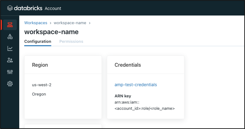 Workspace configuration in Databricks Account management console.