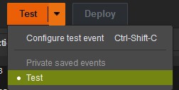 Figure 21, make sure your new test event is selected. The orange Test button for the Lambda function is selected again, now with the new Test event highlighted. 7.Choose 