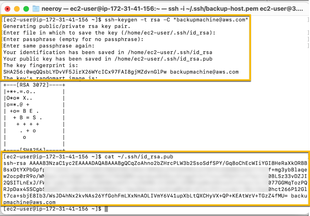 Generate an SSH key on backup machine.