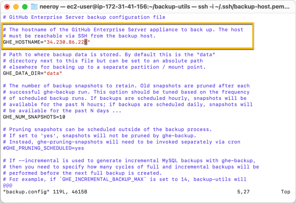 Backup Config file with the GHE_HOSTNAME pointing to the current GHES instance.