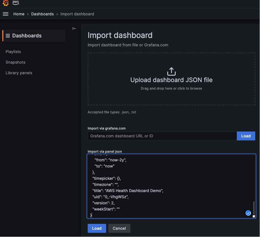 Importing JSON in Grafana