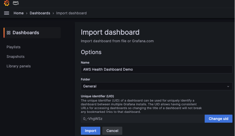 Naming your Grafana dashboard