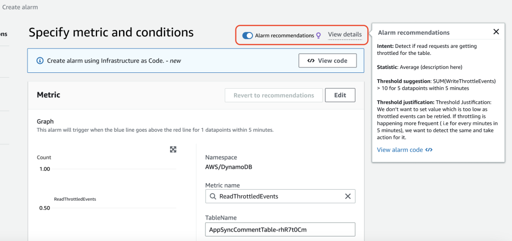 CloudWatch Alarm configuration wizard