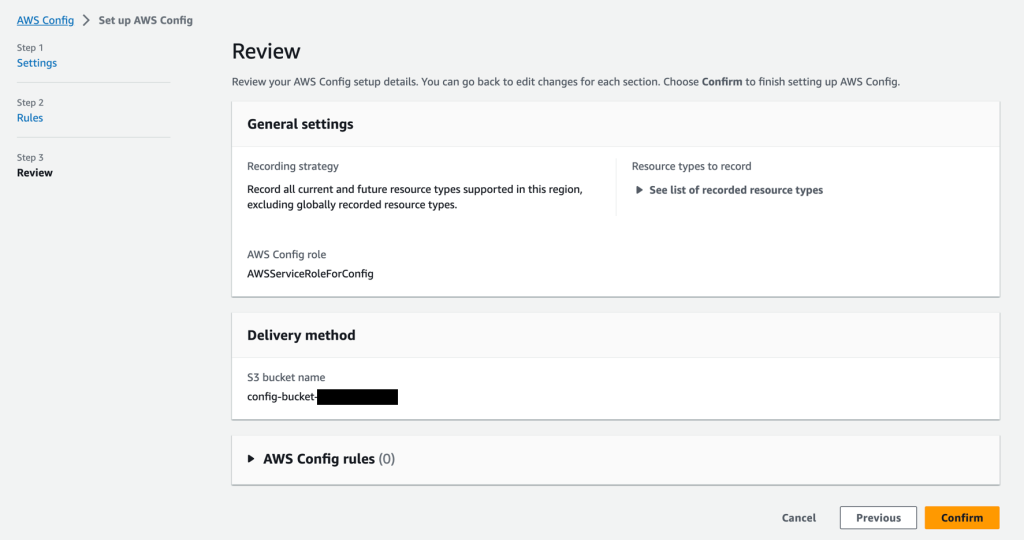 Image showing AWS Config setup