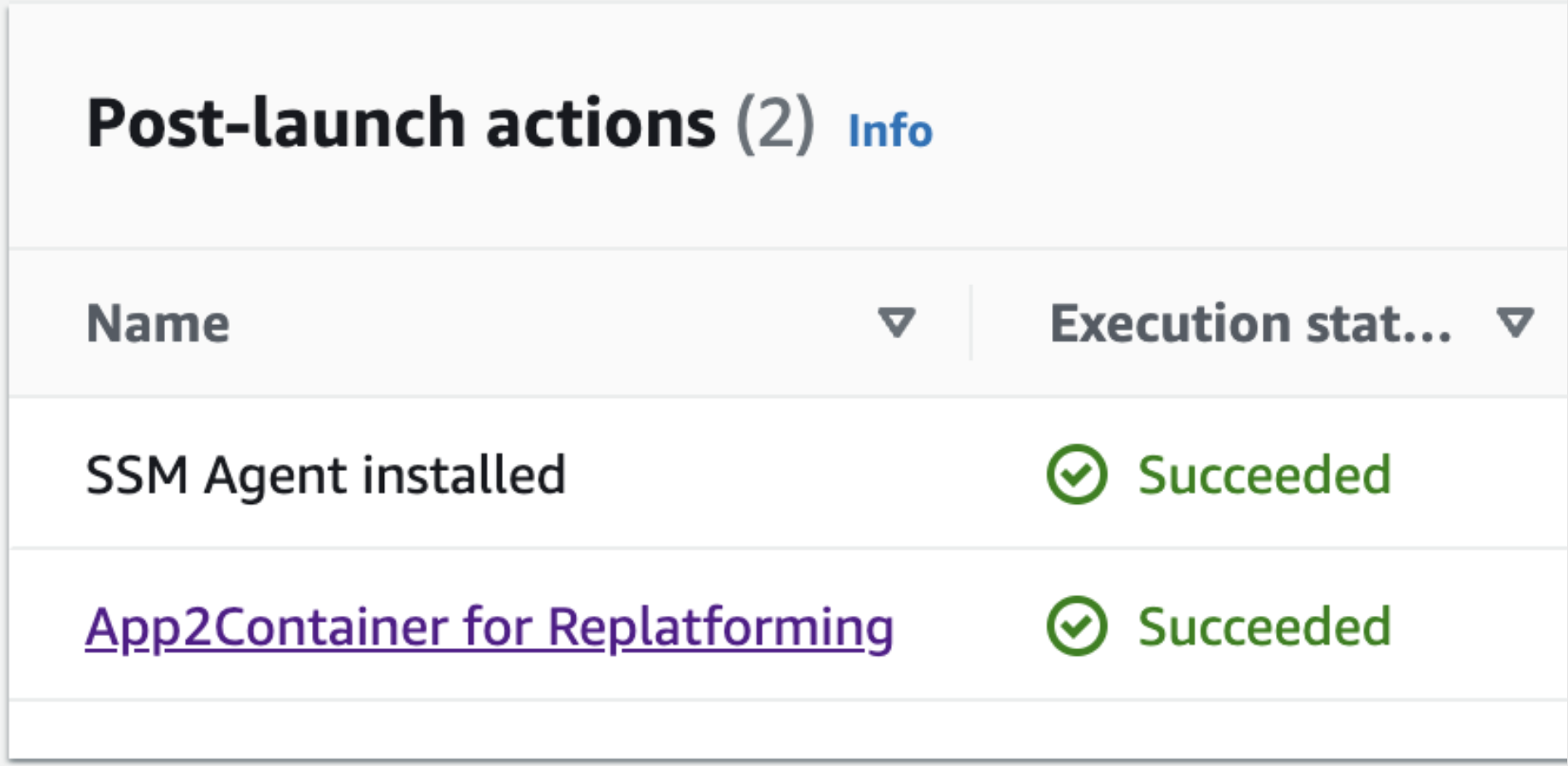 Figure 3: Post-launch actions screen when viewing the source server in the AWS Application Migration Service console.