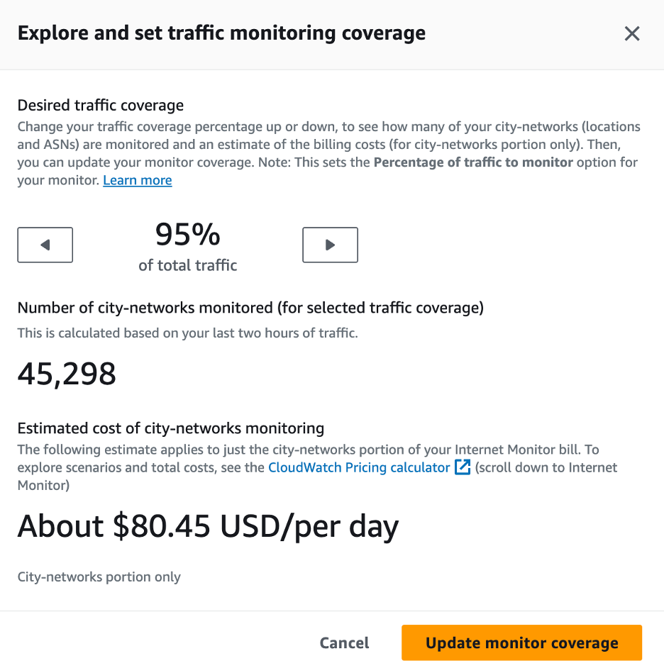 Screenshot of the Explore other traffic coverage options under Traffic insights